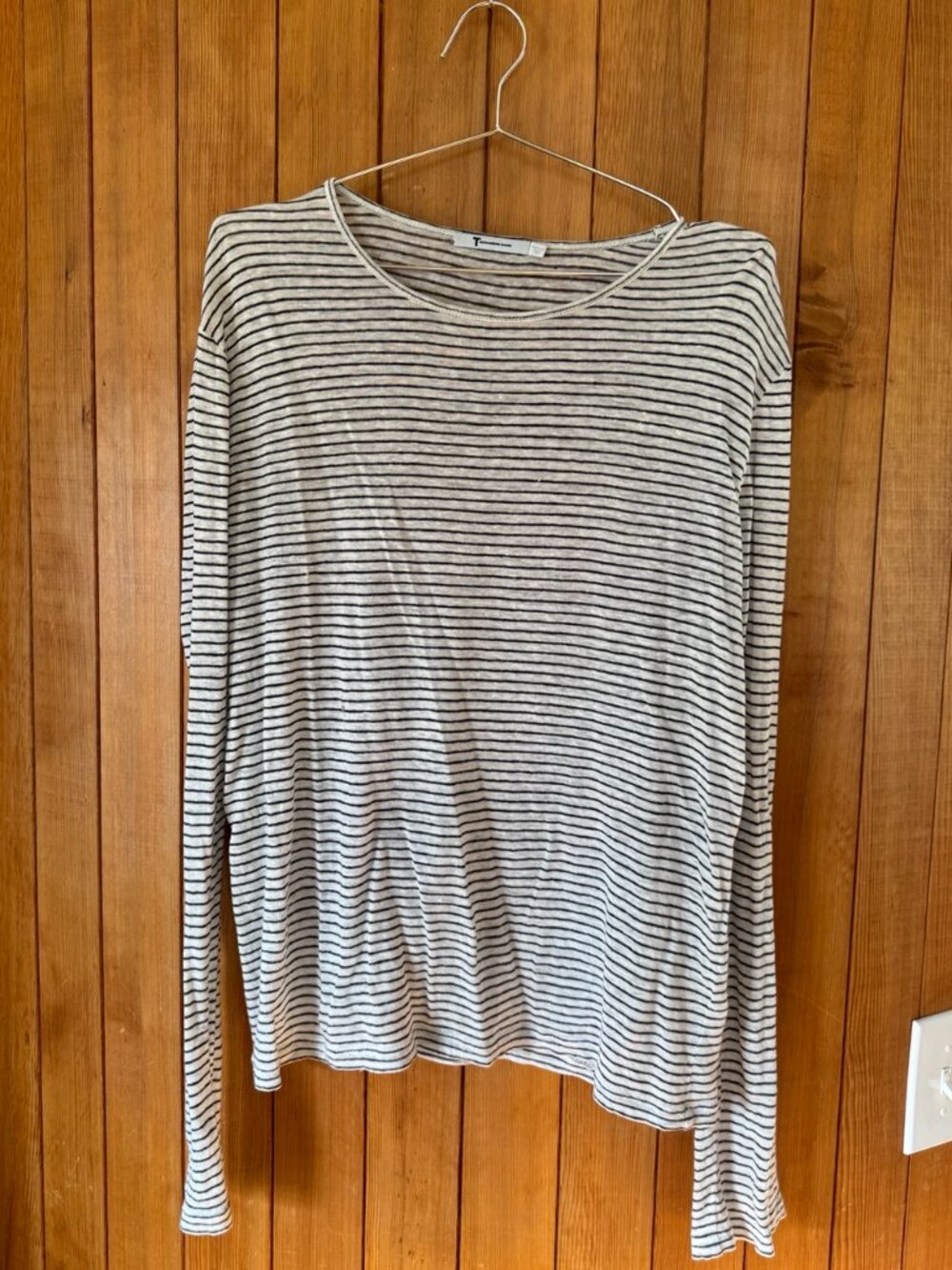 T by Alexander Wang Striped 100% Linen Long Sleeve Tee M